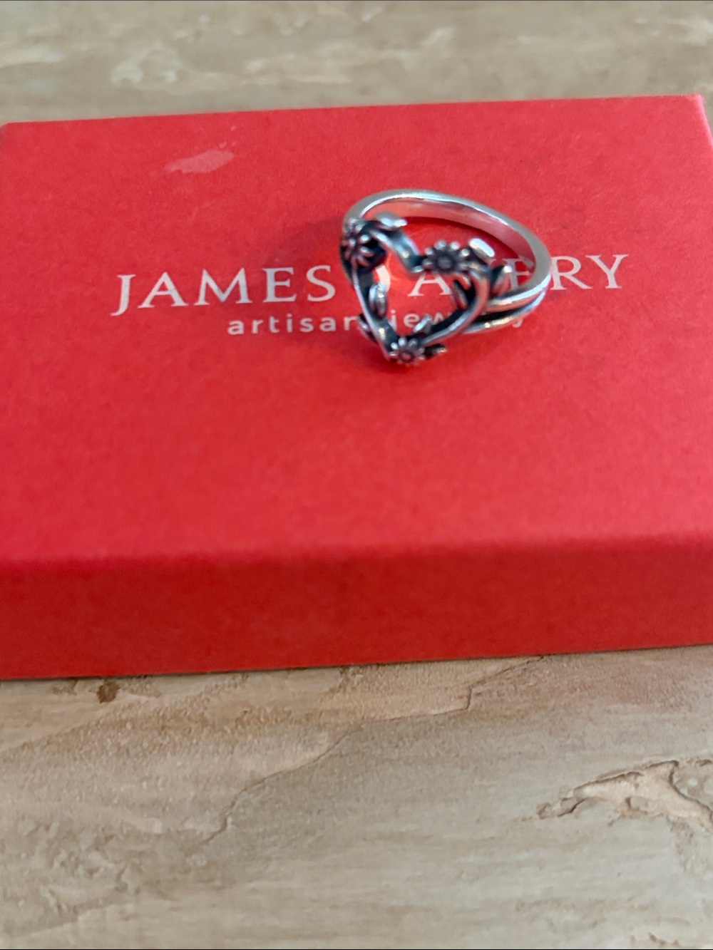 James Avery Silver Heart Floral Vine Ring - Silver